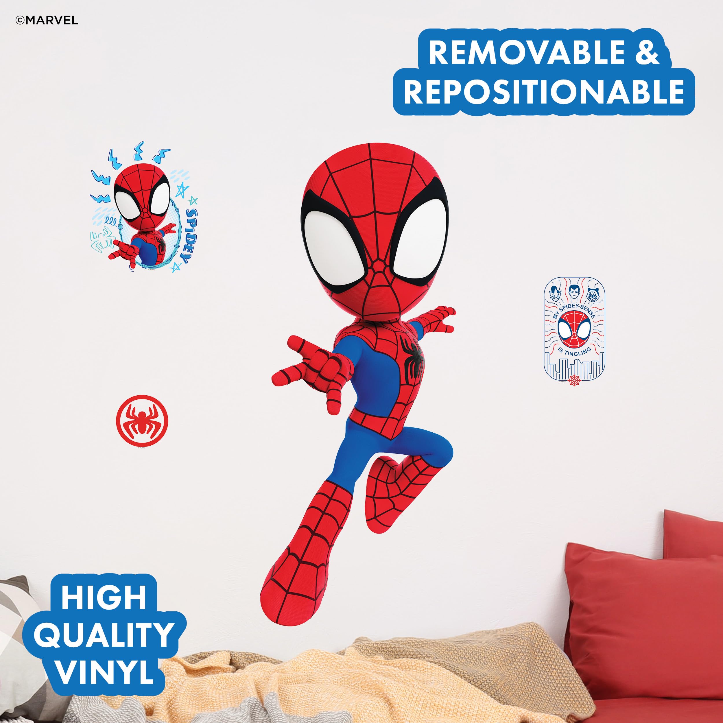 WALL PALZ Spidey action pose decal creates playful wall scene in playroom