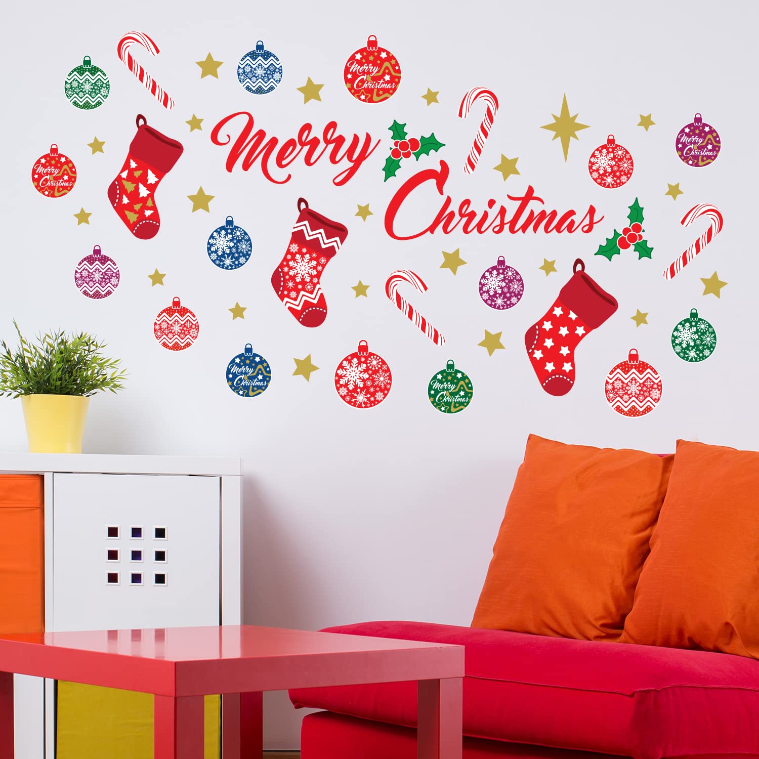 WALPLUS wall sticker Christmas living room decor elevates seasonal style without mess.