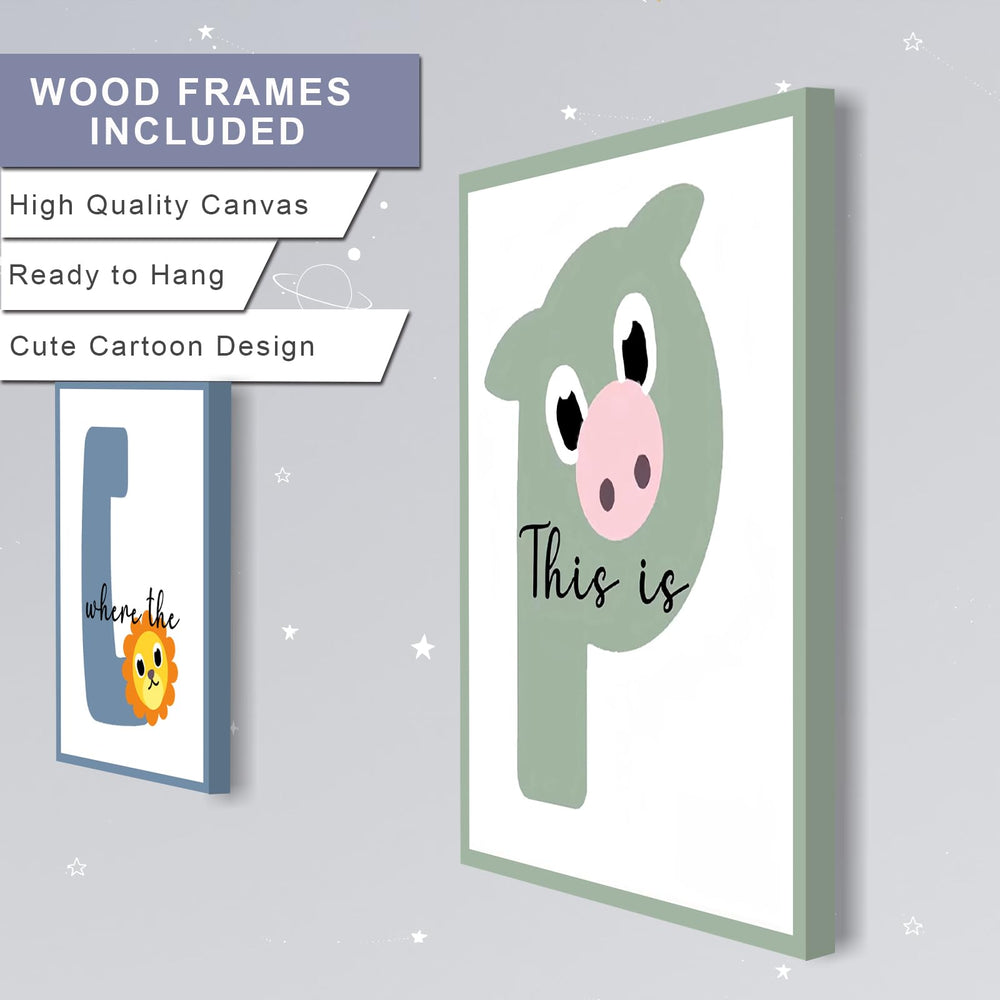 WALTSOM animal-illustrations-playroom-canvas, cute animals encourage curiosity and storytelling.