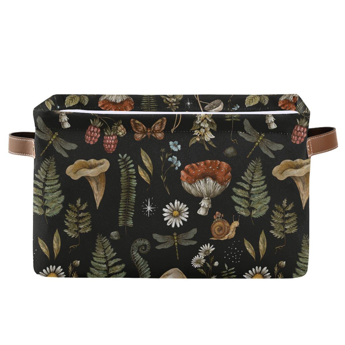 Wamika Mushroom Botanical storage basket open view, ideal for versatile living room storage.