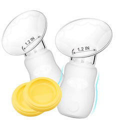 Wanateber 2-pack silicone breast pumps in yellow provide convenient hands-free milk collection on the go.
