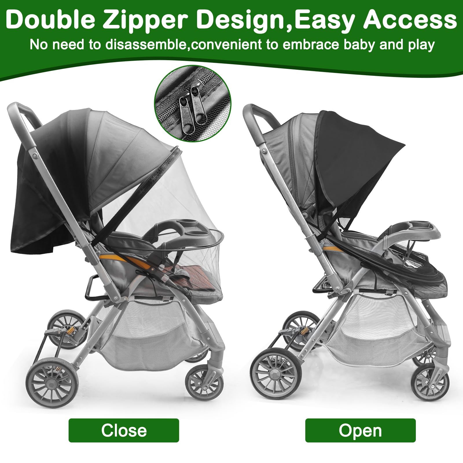 Wanateber full-coverage stroller net blocks bugs with breathable airflow