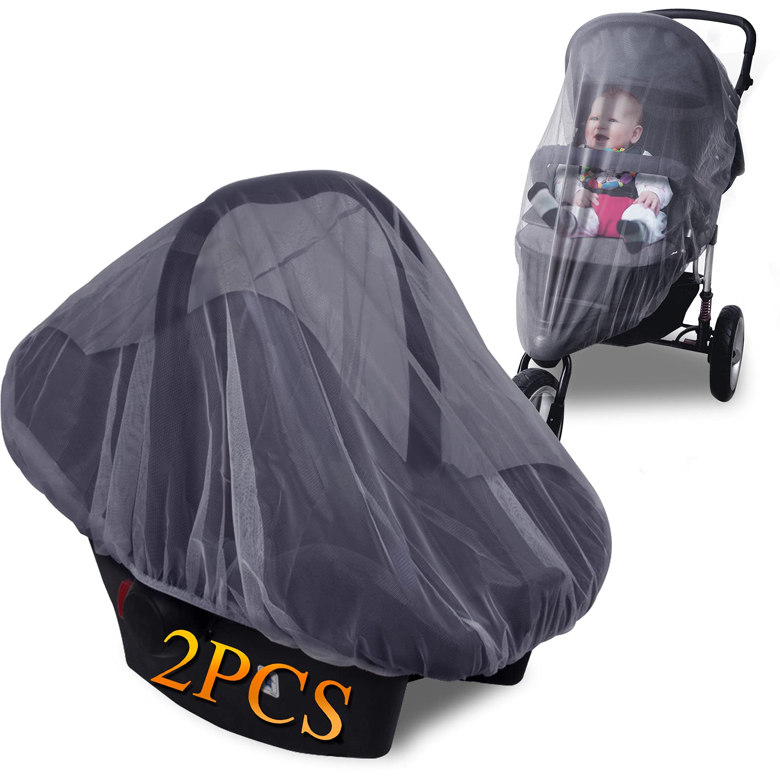 Wanateber mosquito net for stroller grey encircle-fit edge coverage for quiet naps.