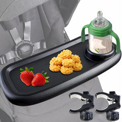 Wanateber universal stroller snack tray top view highlights double-layer design for easy cleaning.