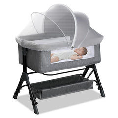 WANRU bassinet cover gray blocks light with breathable mesh for baby naps