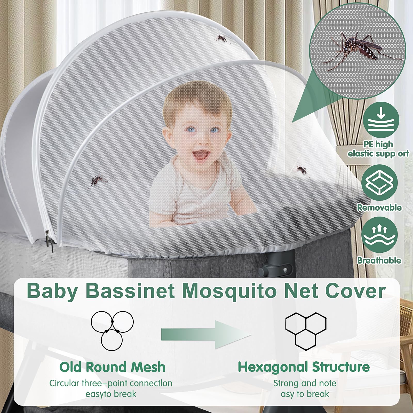 WANRU bassinet cover olive-frame provides sturdy travel-ready support