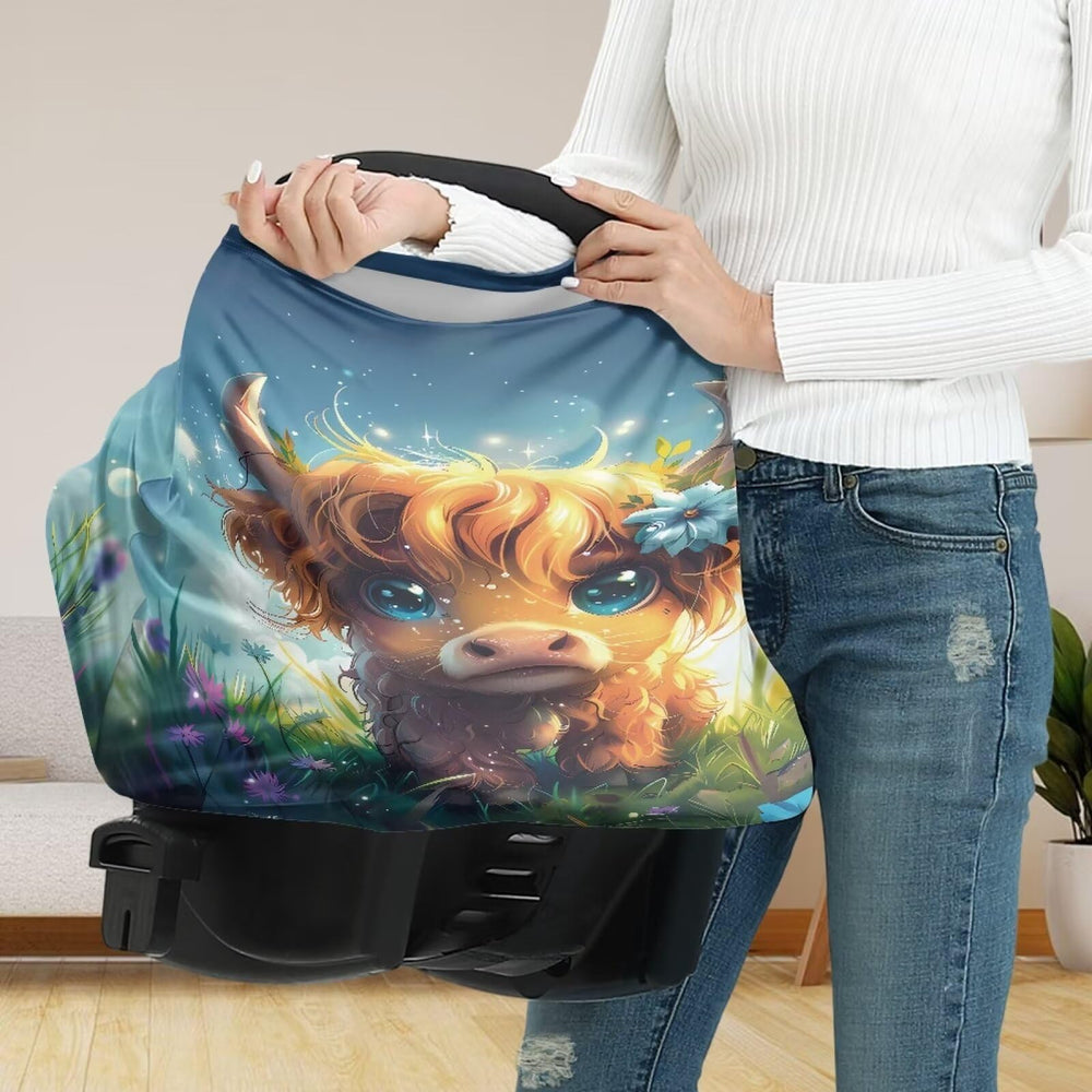 Wanyint Highland Cow breathable cover provides shade and wind protection.