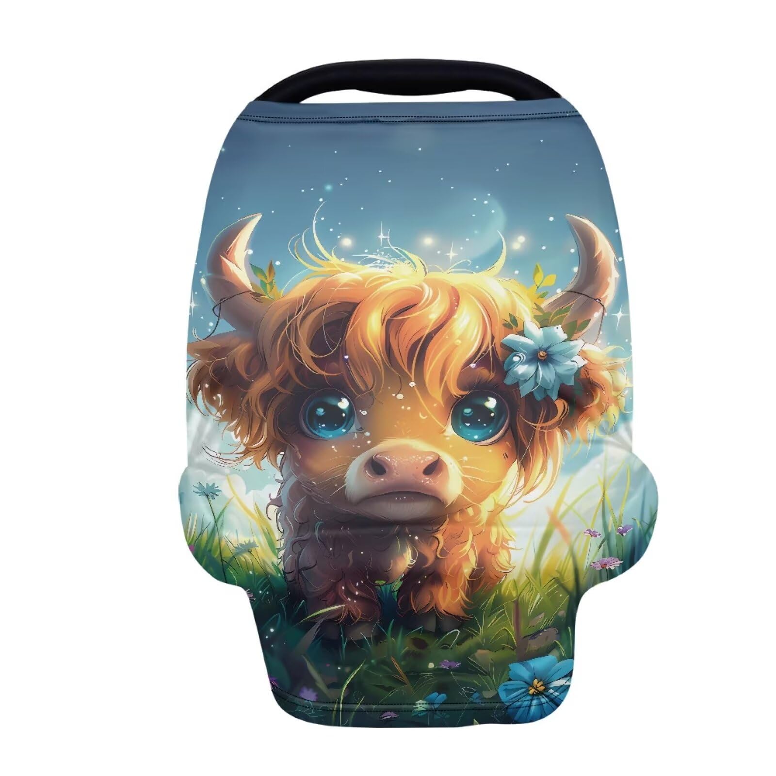 Wanyint Highland Cow nursing cover with soft breathable fabric for privacy.