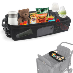Wanyshapy W4 snack tray attaches securely to stroller for stable use