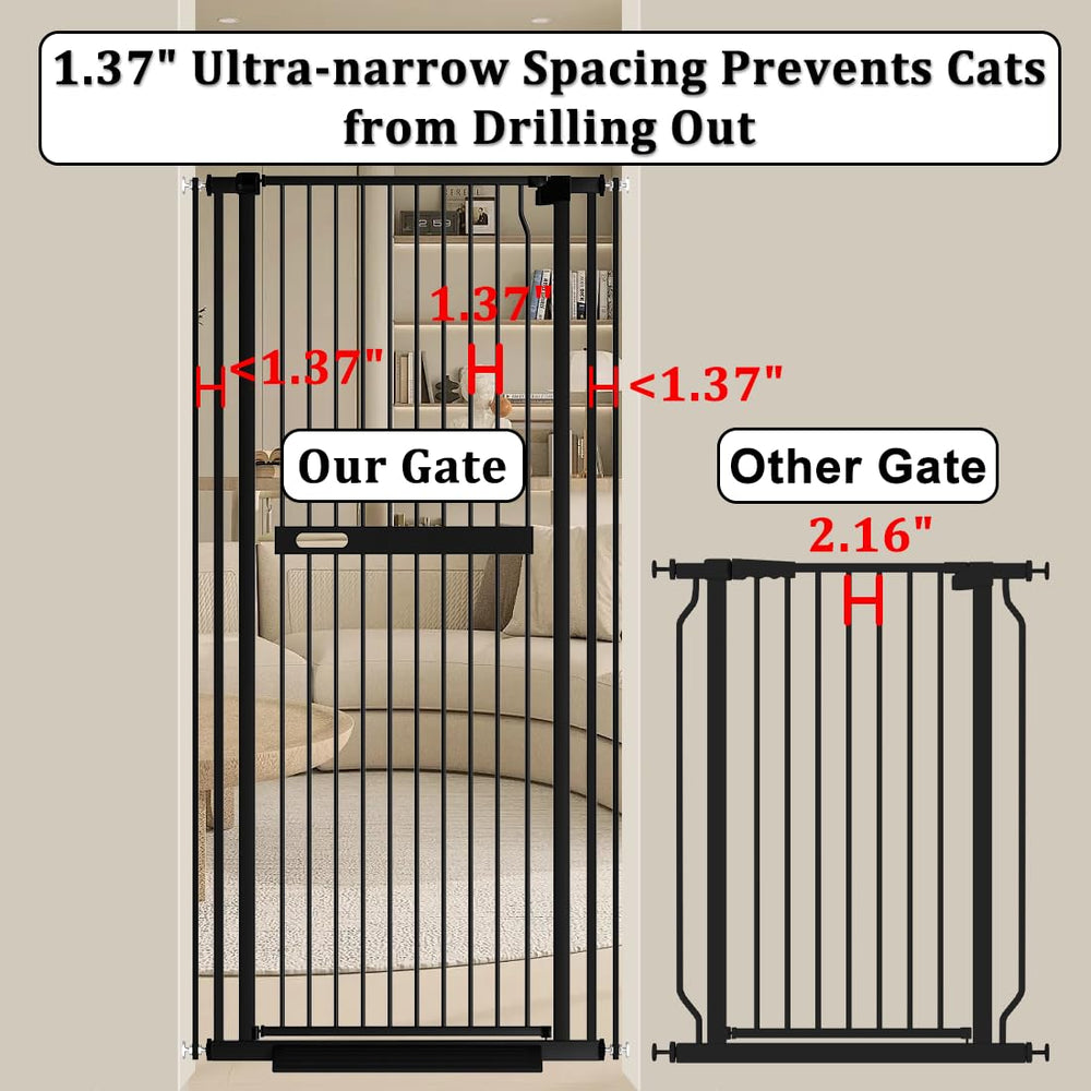 WAOWAO 71in extra tall cat gate opened from both sides for easy passage.