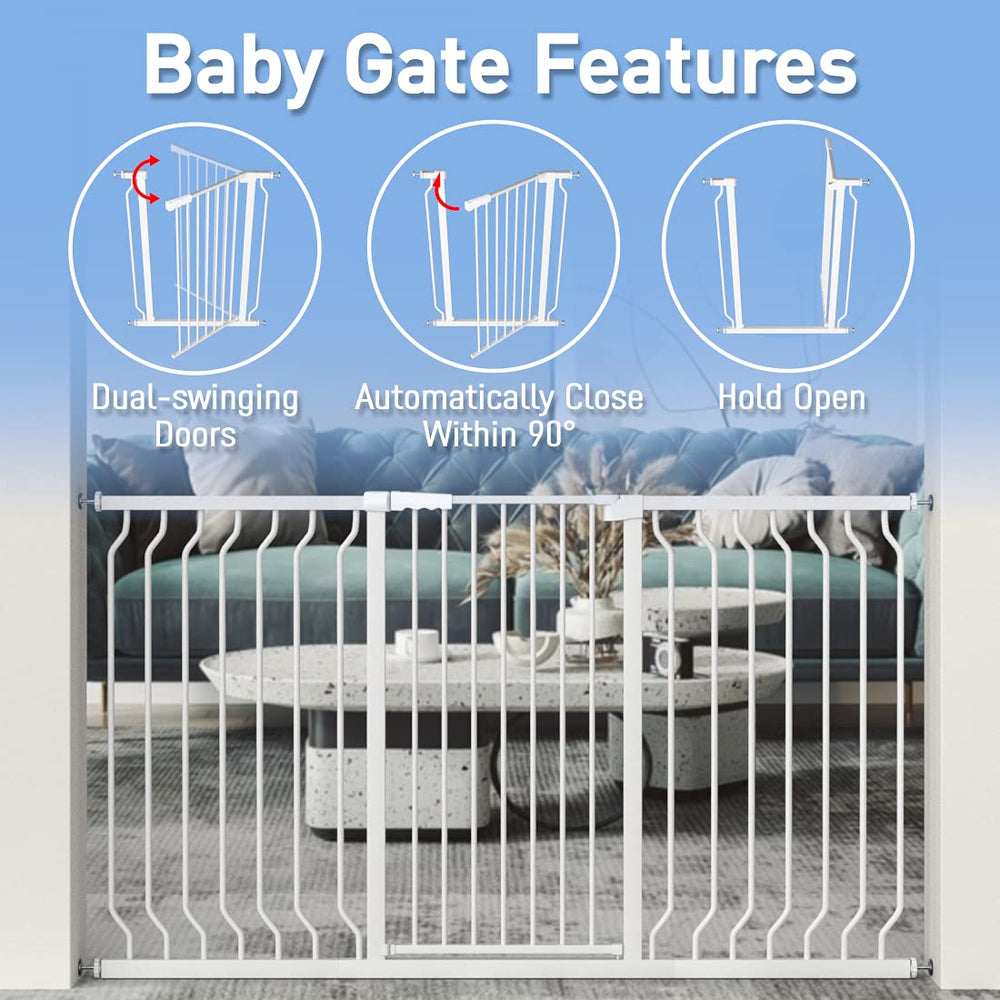 WAOWAO adjustable-width gate fits 29.53 to 76.77 inches.