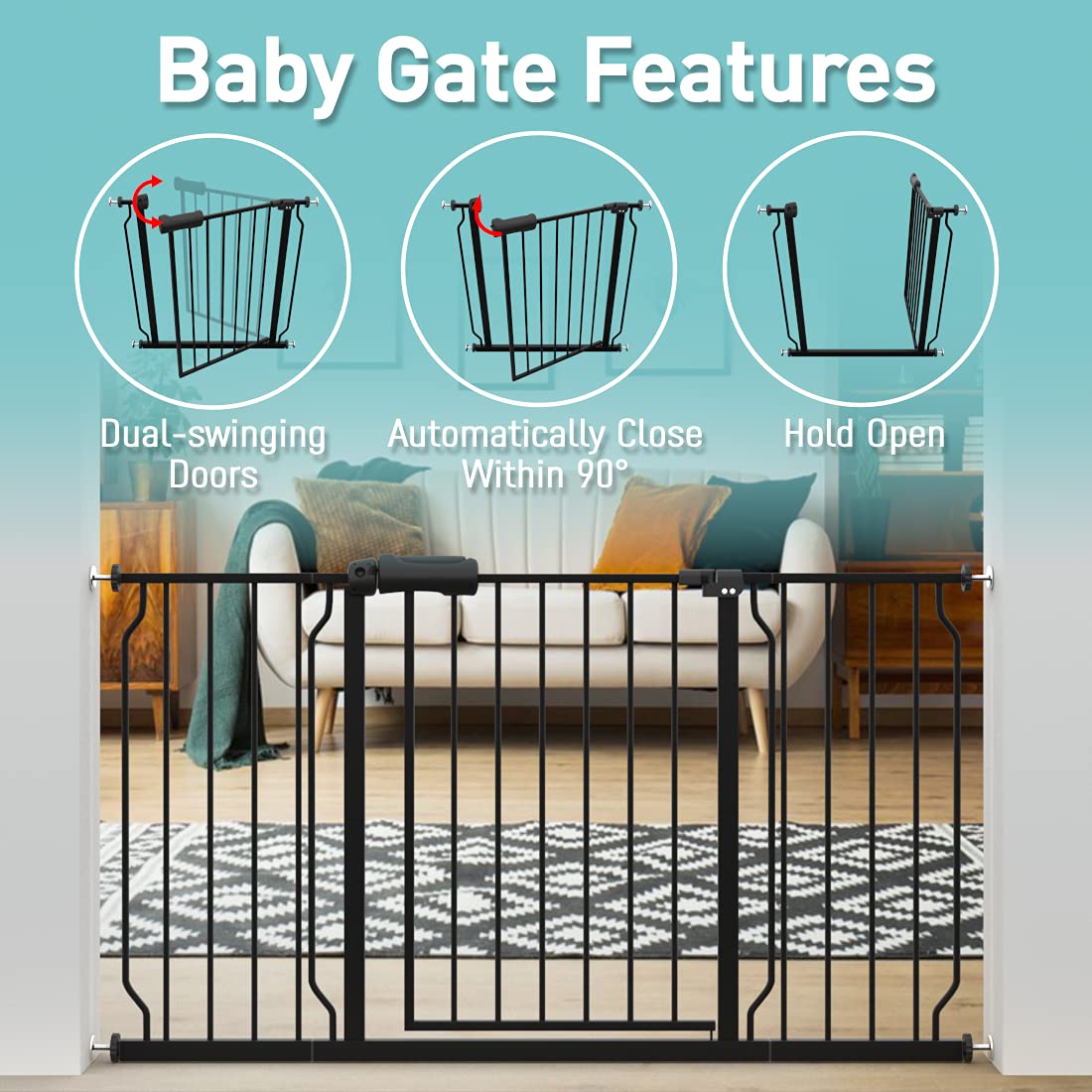 WAOWAO gate 180-degree opening supports easy two-way passage