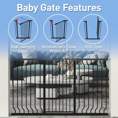 WAOWAO baby gate 180 two-way design for easy one-handed passage