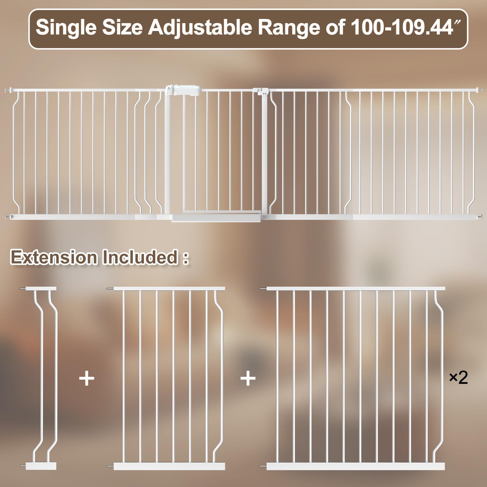 WAOWAO baby gate doorways-installation illustrates easy no-drill setup with pressure bolts.
