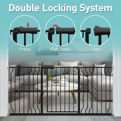 WAOWAO baby gate-double-lock-handle reinforces child safety and security.