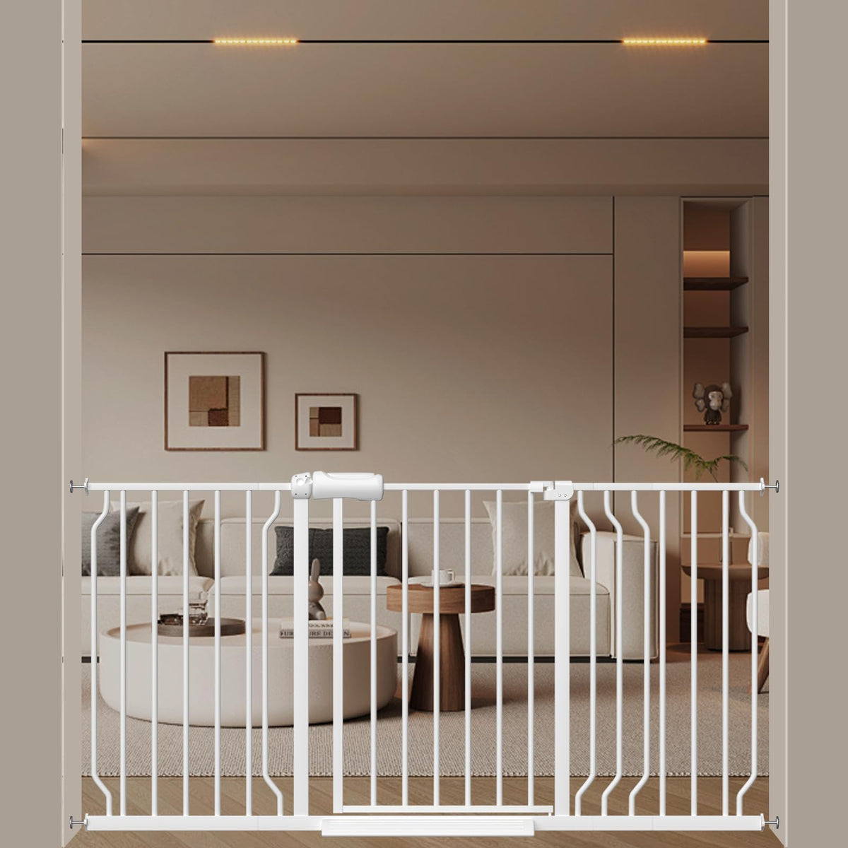 WAOWAO baby gate extended-wide entry demonstrates pet-safe protection for doorways.