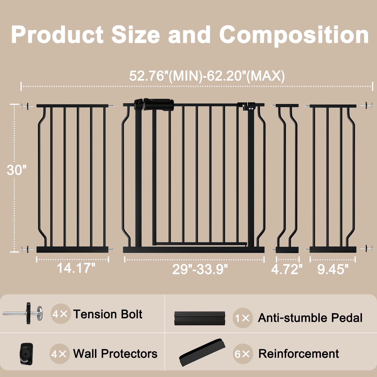 WAOWAO installation kit offers quick, drill-free setup with adjustable pressure bolts.