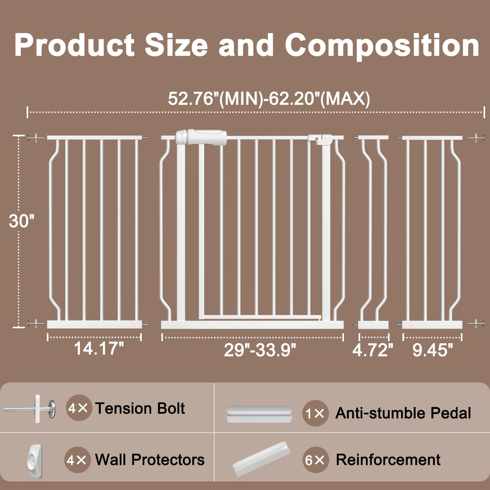 WAOWAO baby gate pressure-mounted design protects walls during installation.