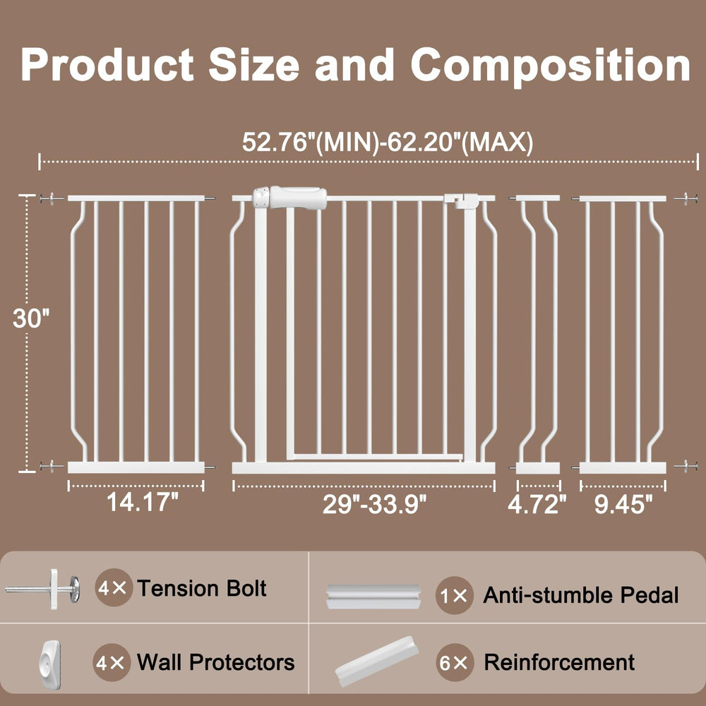 WAOWAO baby gate pressure-mounted design protects walls during installation.