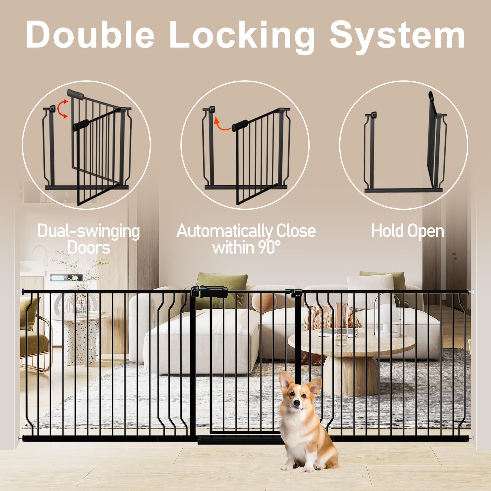 WAOWAO pressure-mounted design ensures no-drill installation in stair openings.