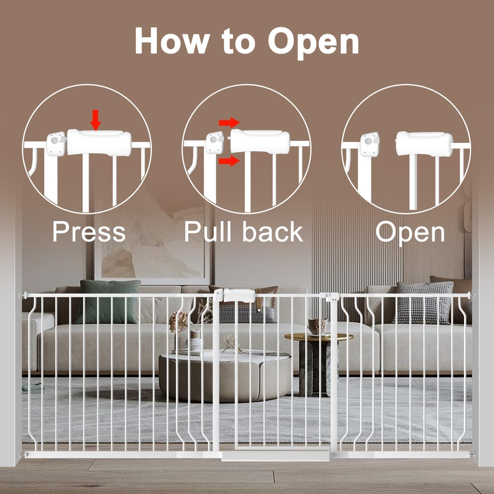 WAOWAO baby gate two-way opening provides convenient access from either side.