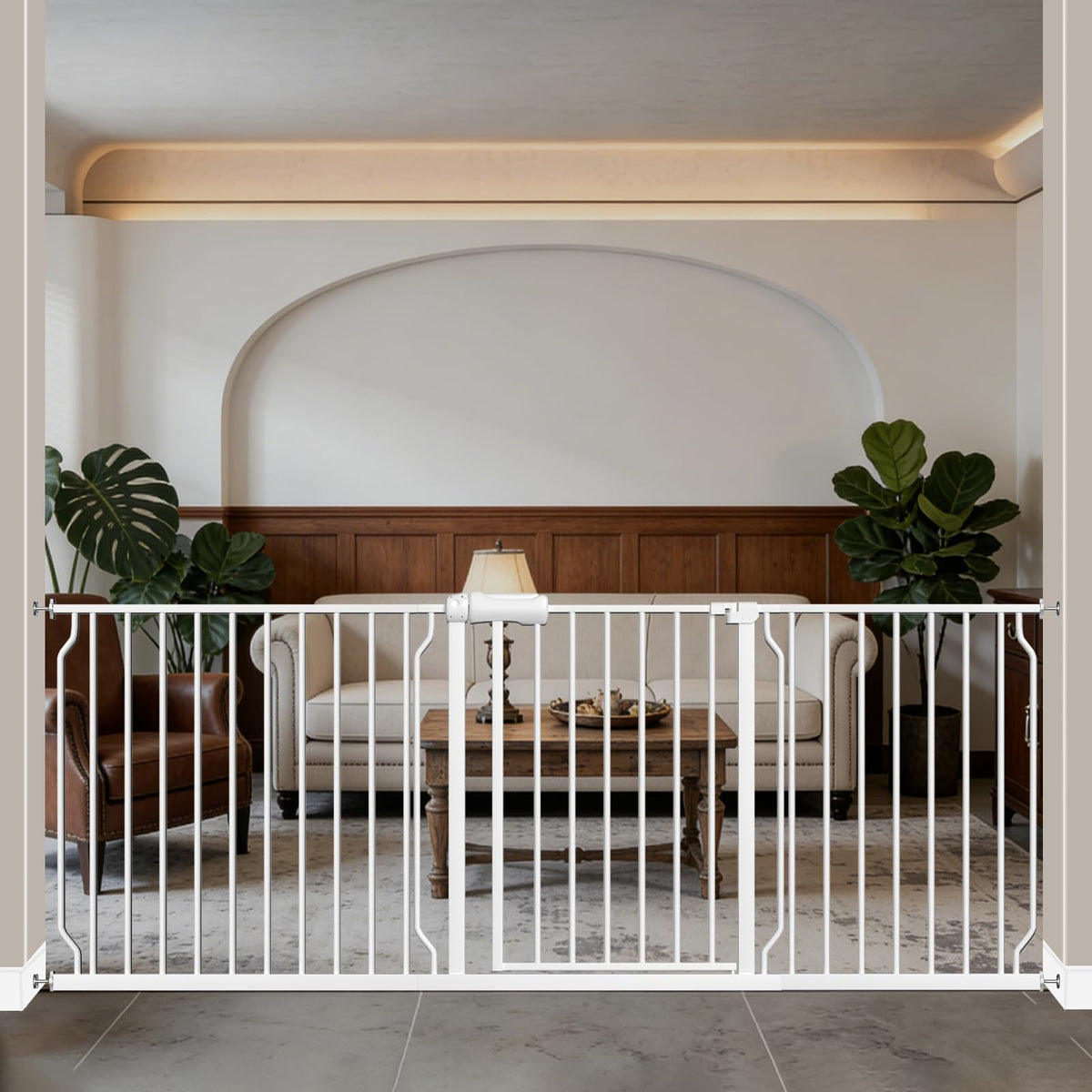 WAOWAO baby gate walk-through with 180° swing for easy one-handed access