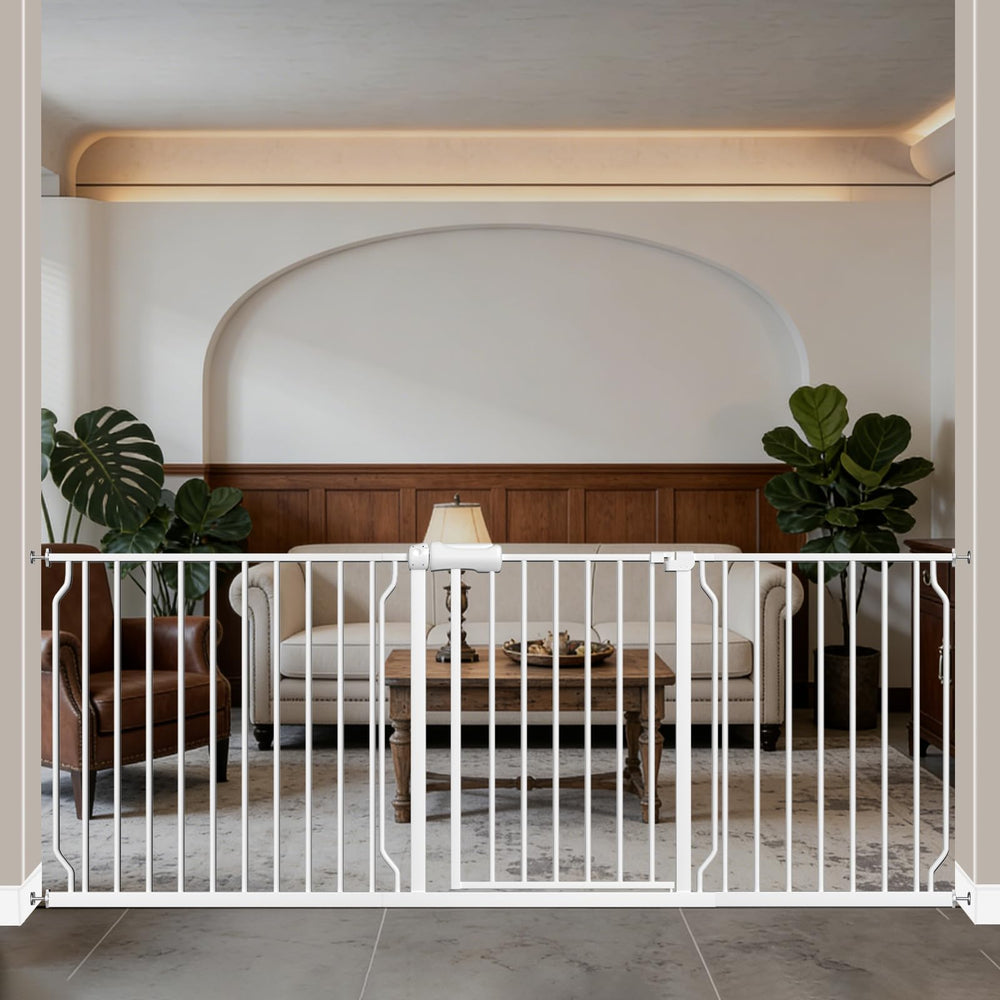 WAOWAO baby gate walk-through with 180° swing for easy one-handed access