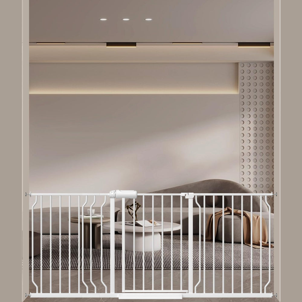 WAOWAO baby gate wide application on stairs for safe containment of kids and pets.