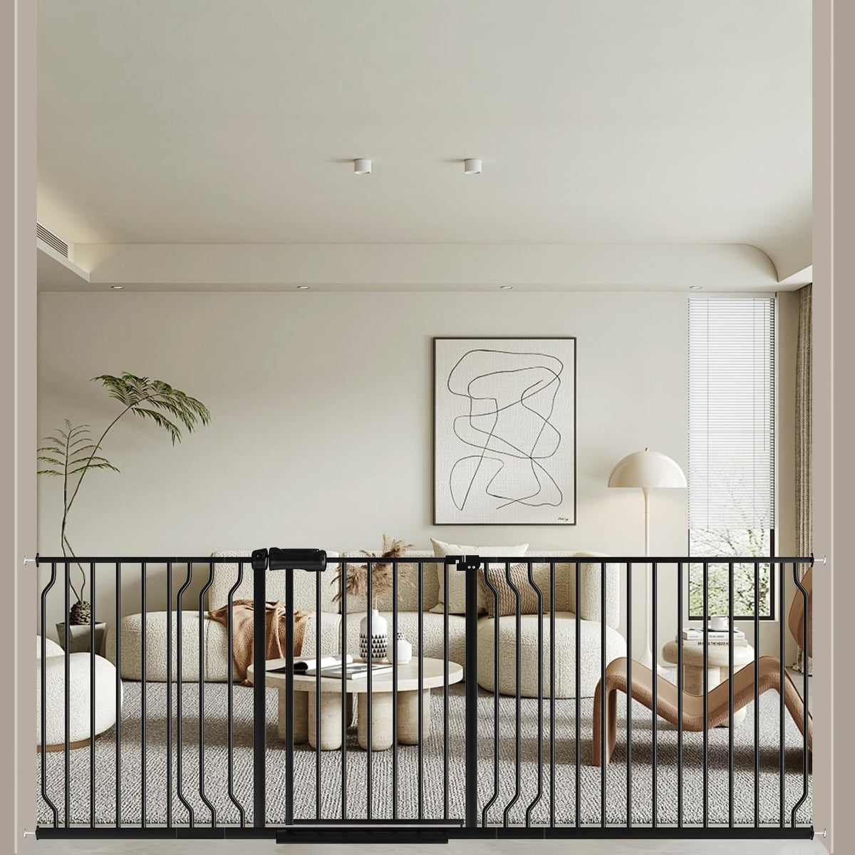 WAOWAO baby gate wide-assembly shows durable steel construction for long-lasting safety in busy homes.