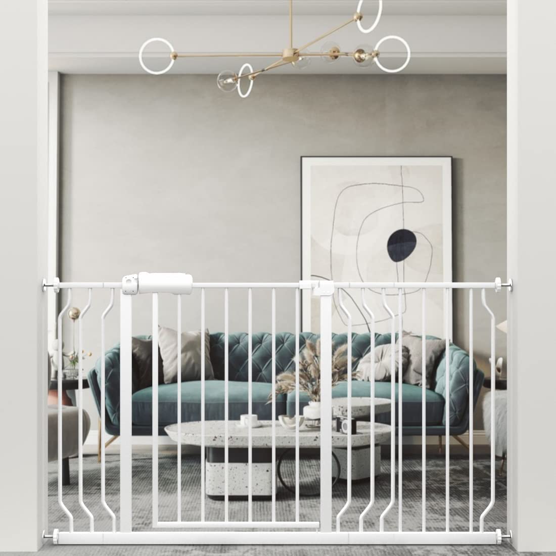 WAOWAO baby gate with wide entry for easy child and pet access.