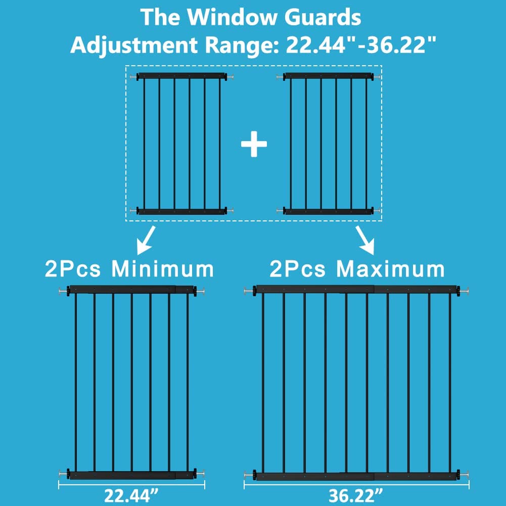 WAOWAO black window safety guards protecting children and pets from climbing out