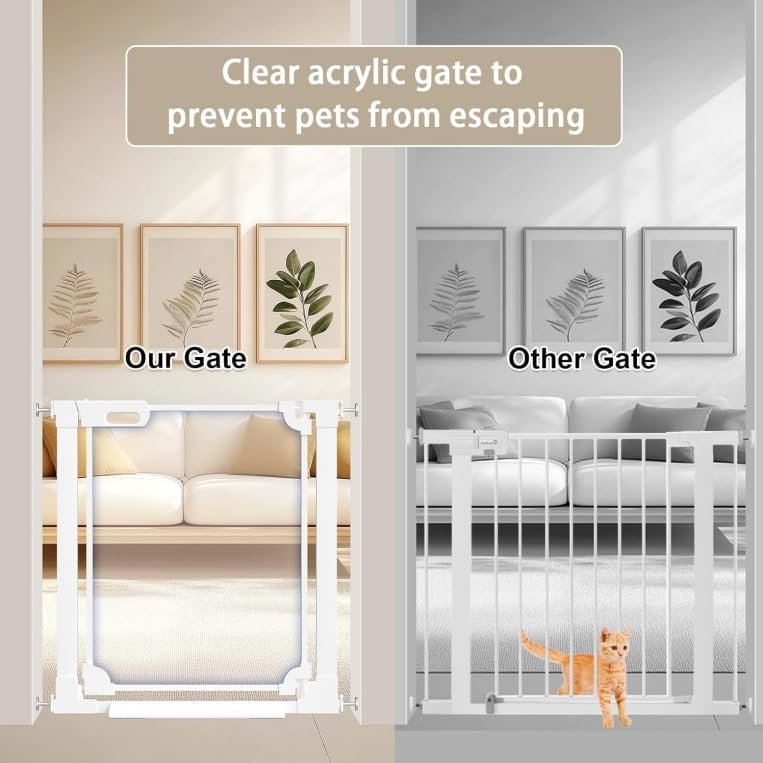 WAOWAO clear acrylic gate blends with decor while keeping sightlines open.