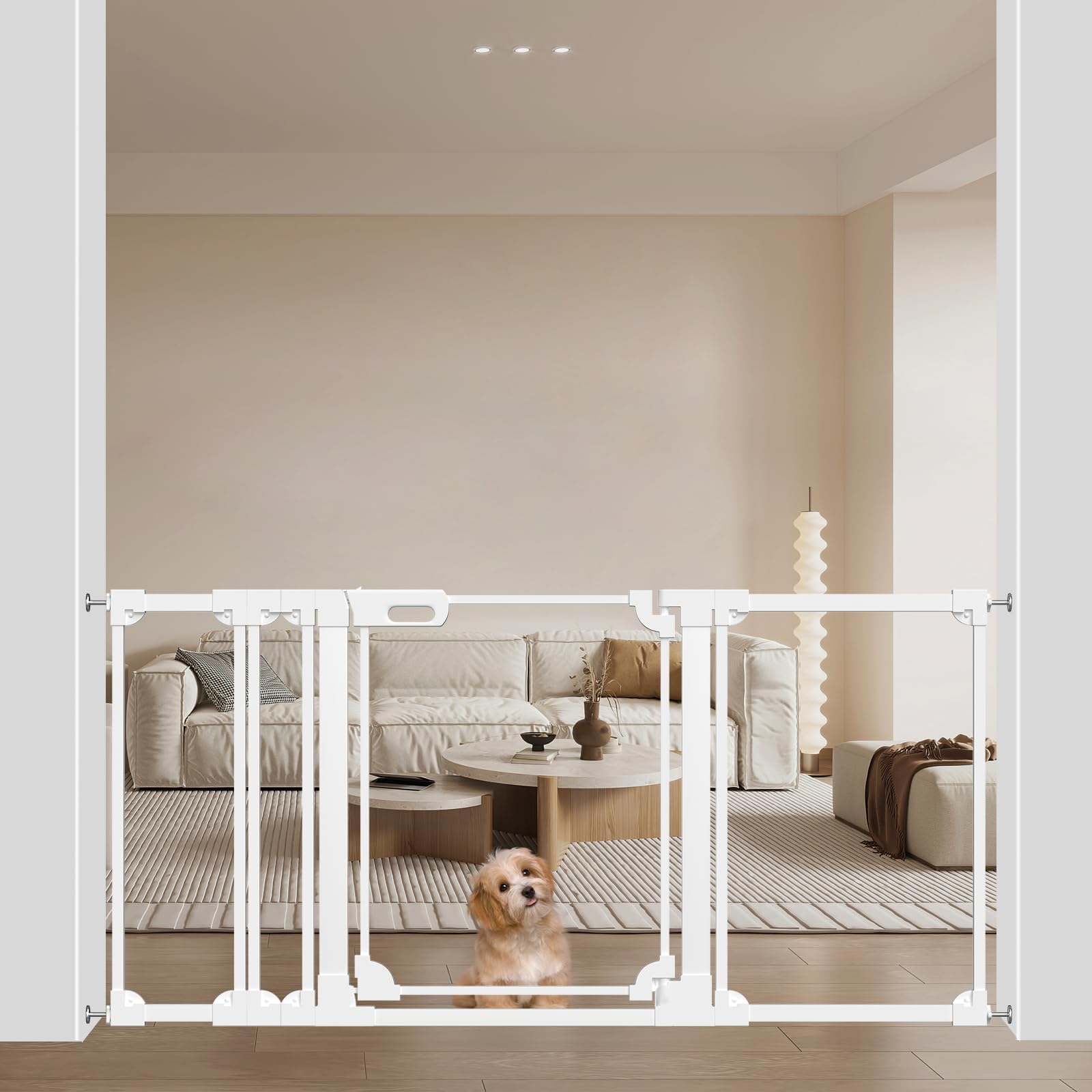 WAOWAO clear acrylic baby gate on stairs provides unobtrusive visibility for supervision.