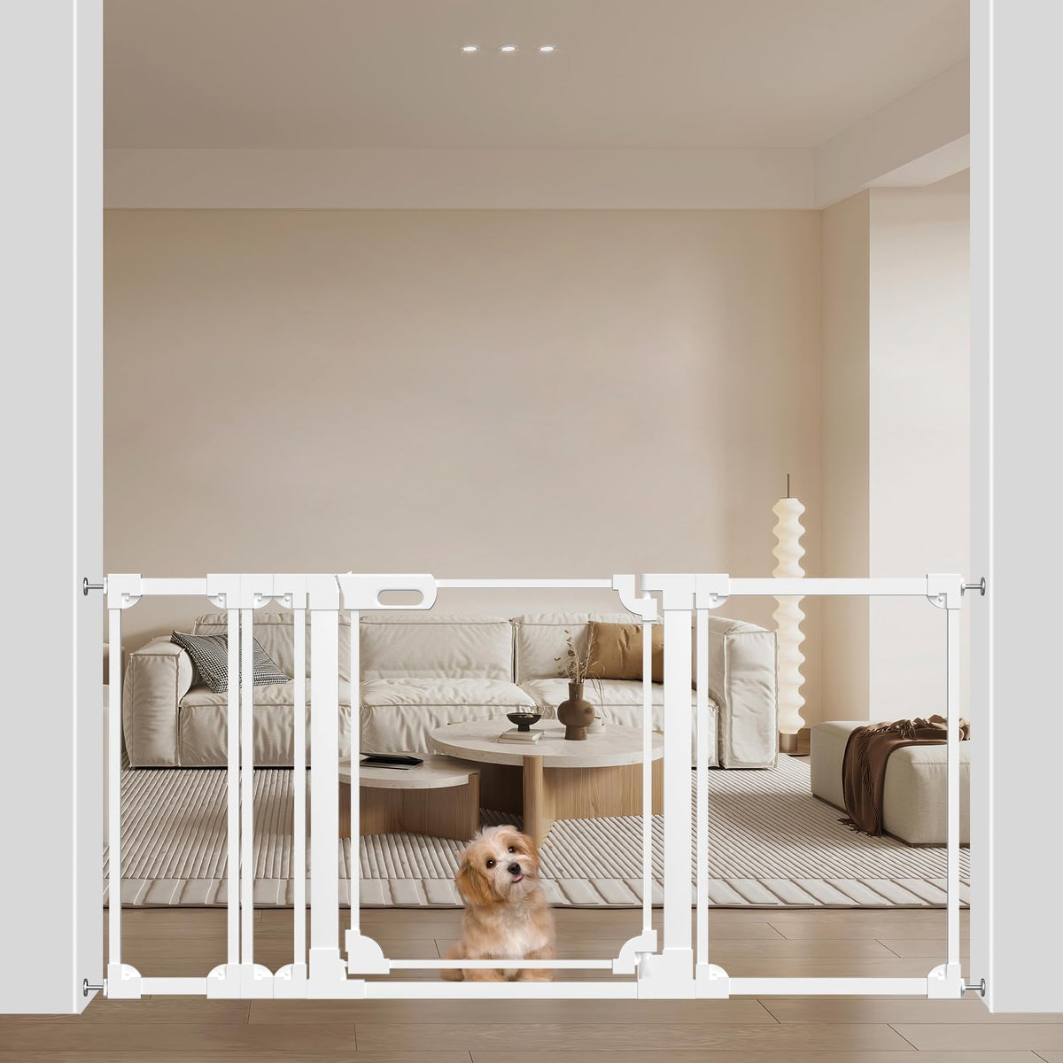 WAOWAO clear acrylic baby gate on stairs provides unobtrusive visibility for supervision.