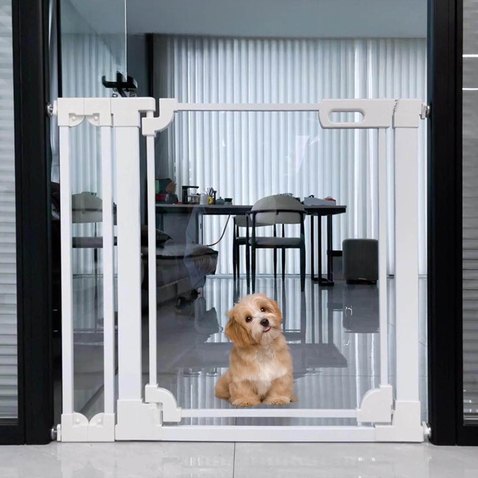 WAOWAO clear-baby-gate-stairs offers a clear view while keeping stairs safe.
