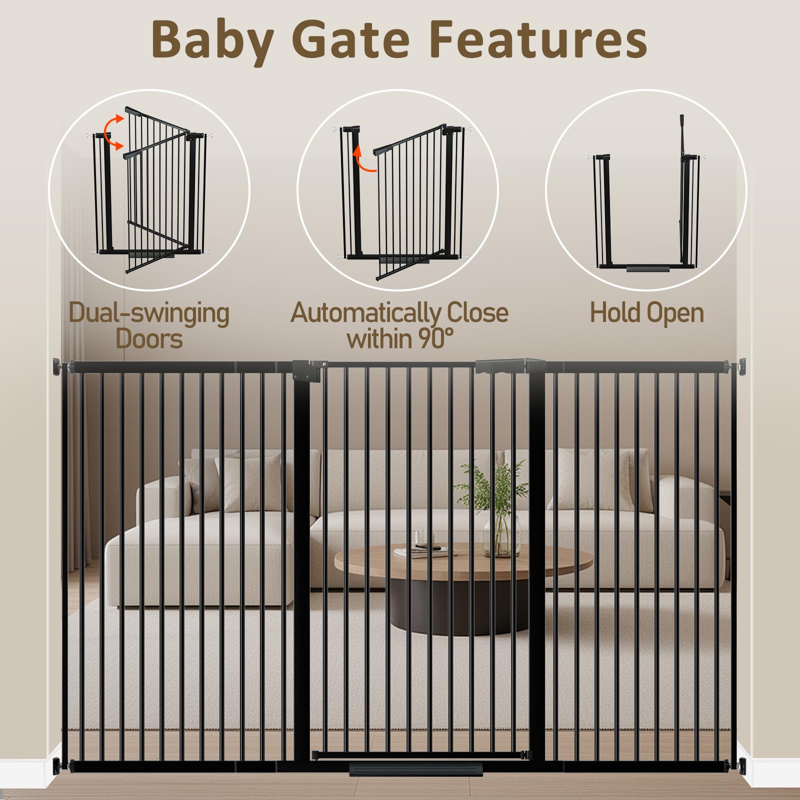 WAOWAO double-lock auto-close feature enhances safety for kids and pets