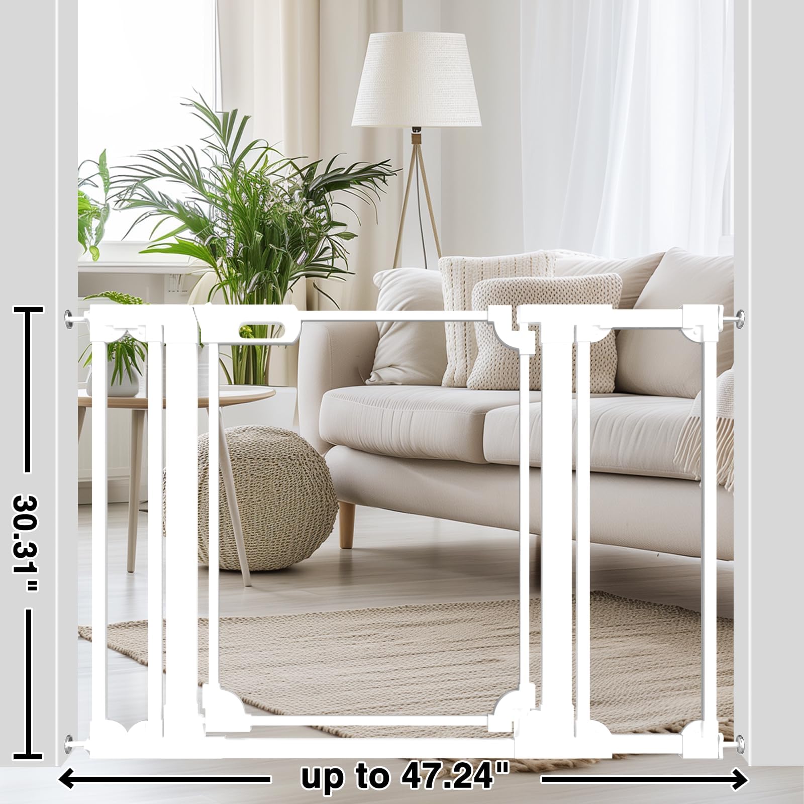 WAOWAO drilled-mounting option provides solid top-of-stairs installation.