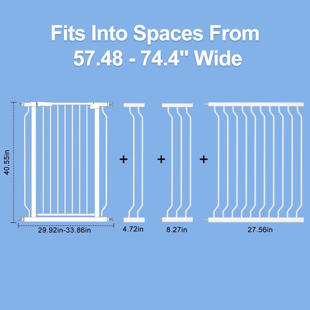 WAOWAO adjustable-width gate fits openings from 29.53 to 76.77 inches.