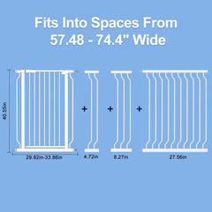 WAOWAO adjustable-width gate fits openings from 29.53 to 76.77 inches.
