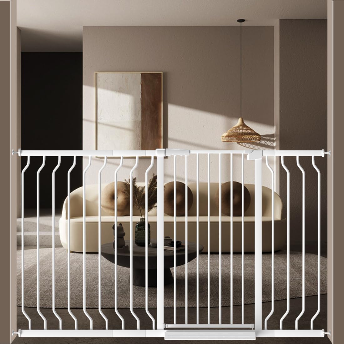 WAOWAO Extra Tall Gate demonstrates 180-degree two-way opening for easy access.