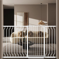 WAOWAO Extra Tall Gate demonstrates 180-degree two-way opening for easy access.