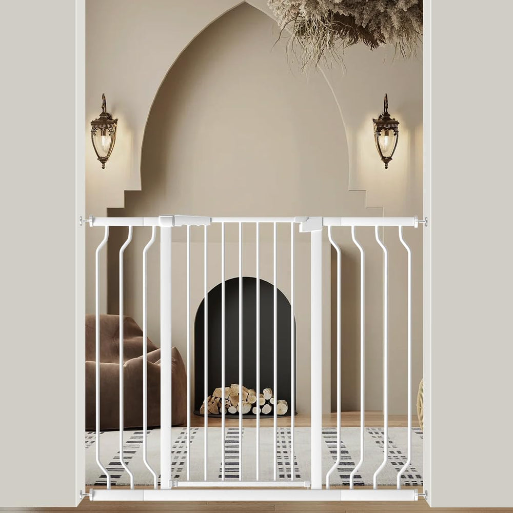 WAOWAO extra tall gate full setup demonstrates easy walk-through design for busy households.