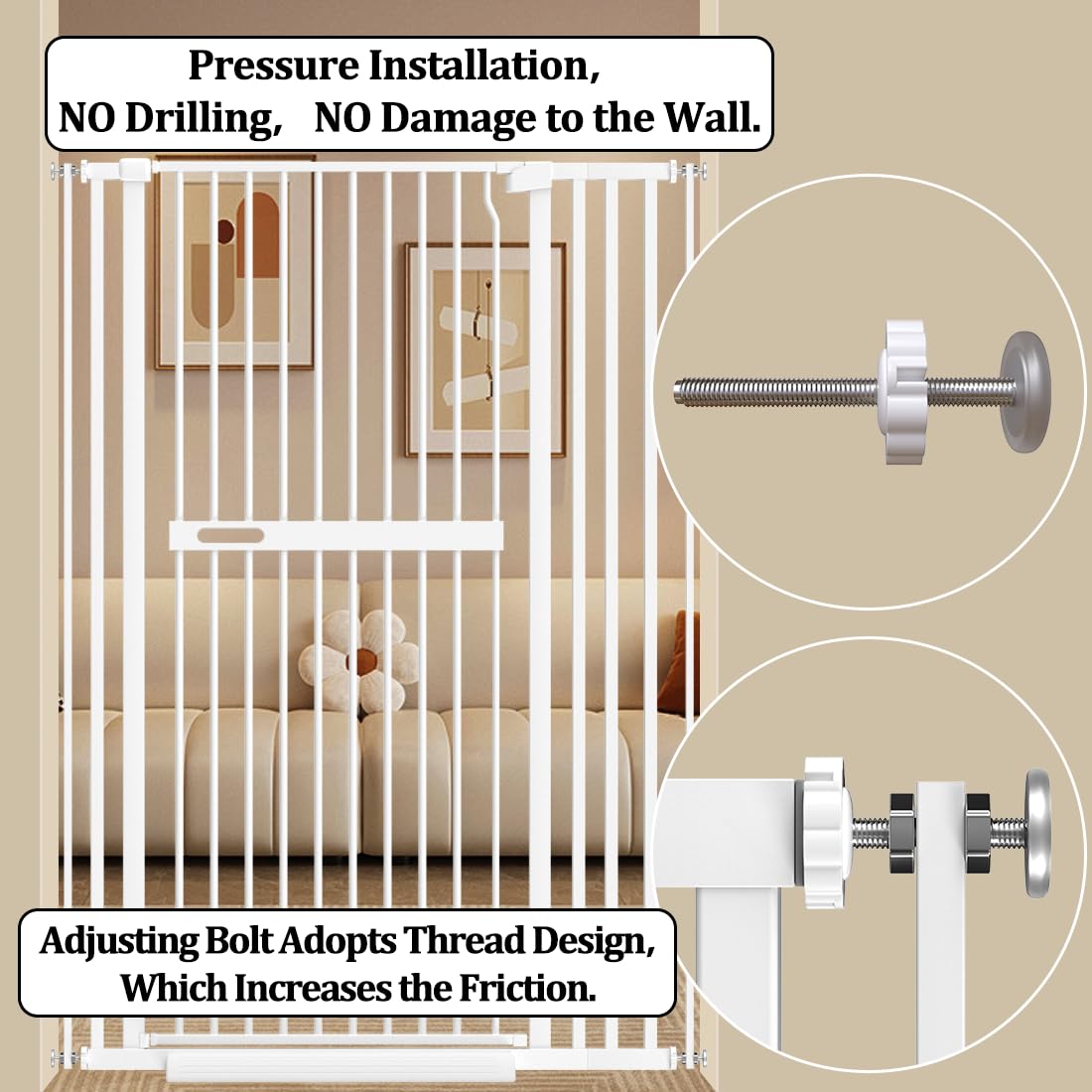WAOWAO gate installed at stairs and doorways for versatile indoor use.