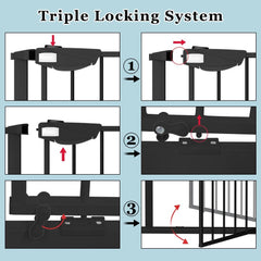 WAOWAO triple lock gate bottom peanut locks show directional control for doorways.