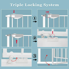 WAOWAO gate bottom peanut locks illustrate directional control for single or two-way swing.