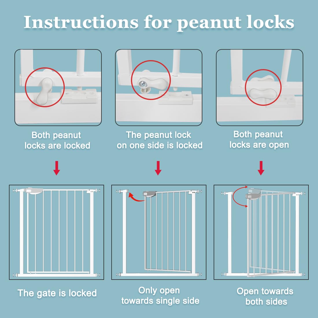 WAOWAO triple lock gate durable steel construction for long-lasting safety.