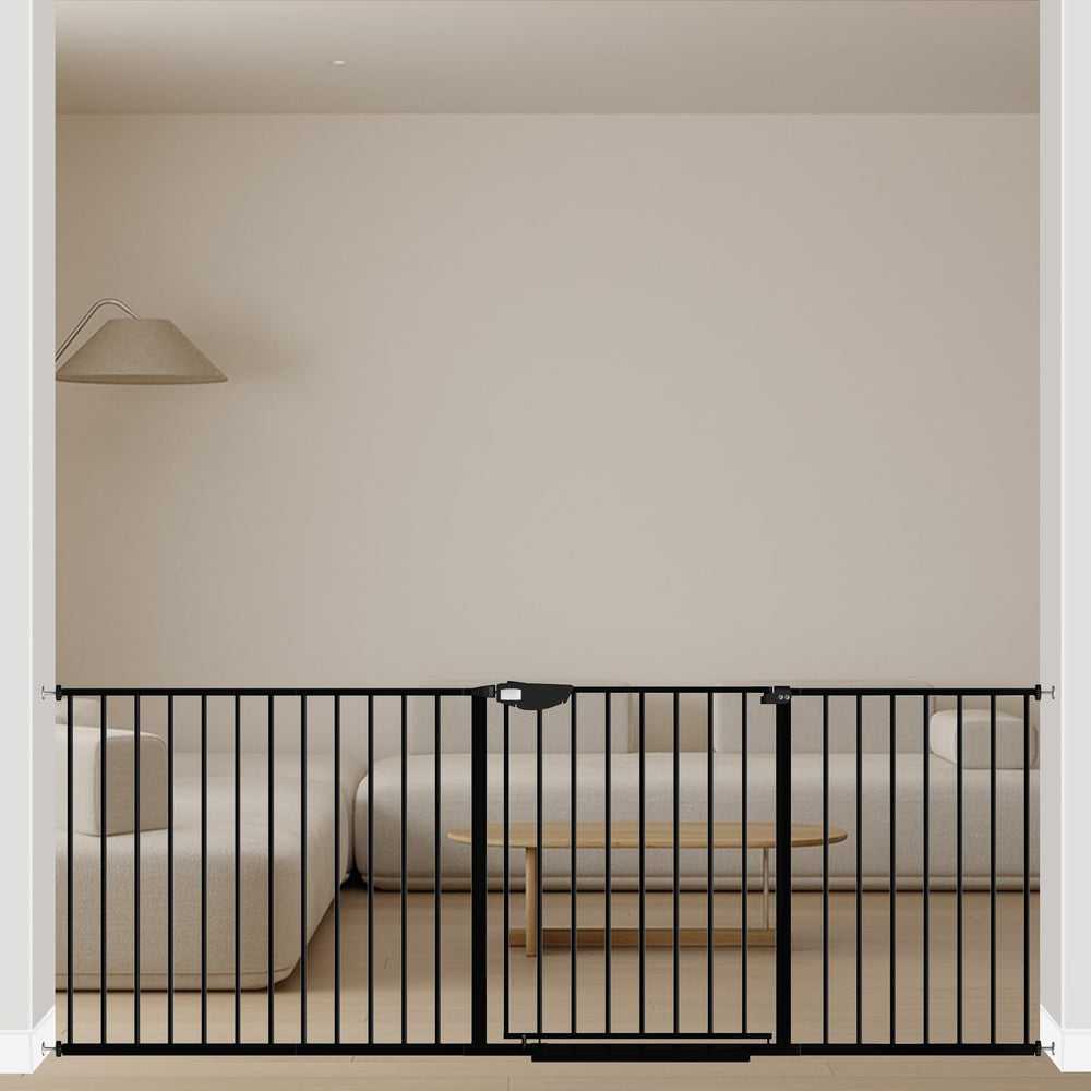 WAOWAO triple-lock gate extended width fits wide openings with secure design.