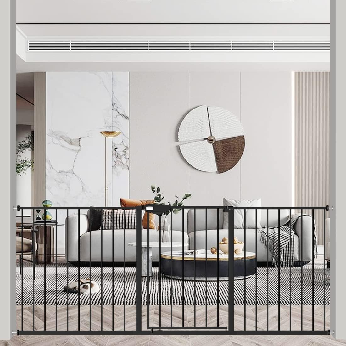 WAOWAO triple lock gate front view — sturdy metal safety gate