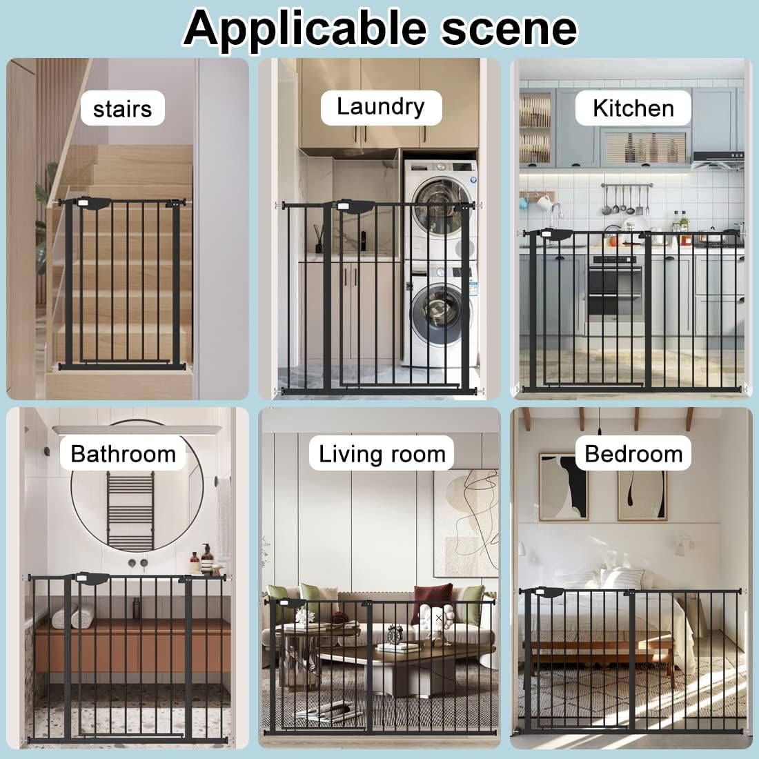 WAOWAO Triple Lock Gate pet-friendly design helps contain pets and toddlers.