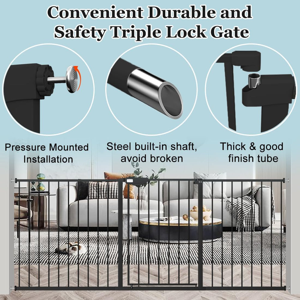 WAOWAO triple lock gate swing open 90 degrees utility for easy passage.